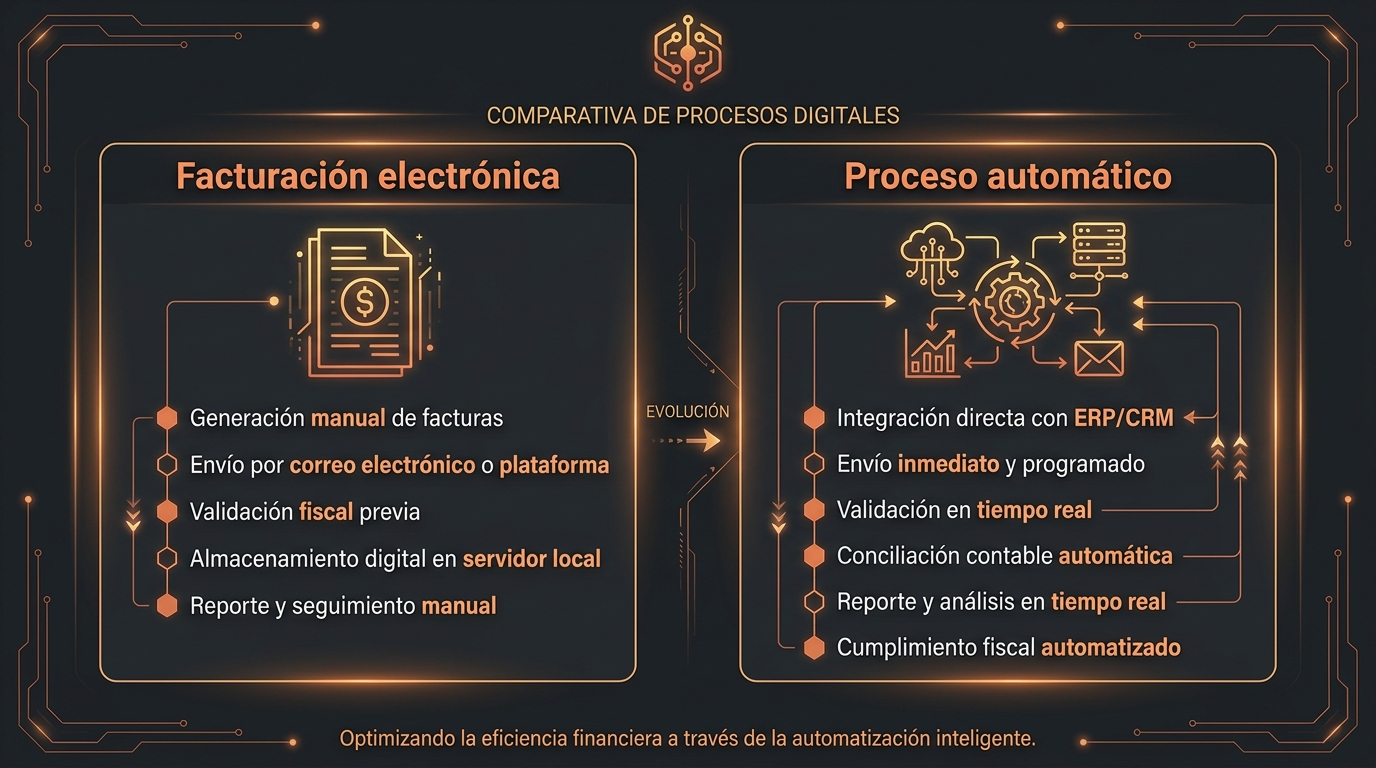 Comparación entre facturación electrónica como formato y automatización del proceso completo