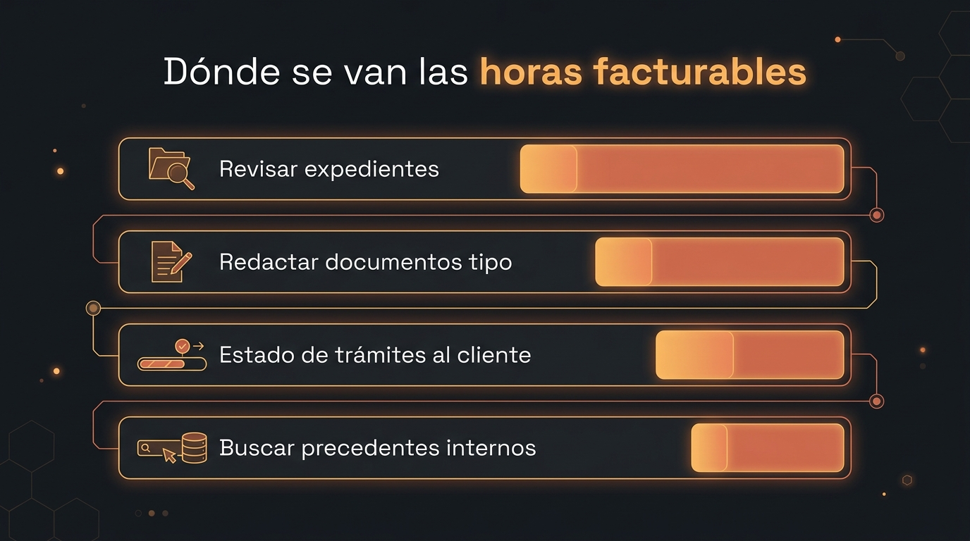 Las cuatro tareas que consumen más horas facturables en un despacho de abogados