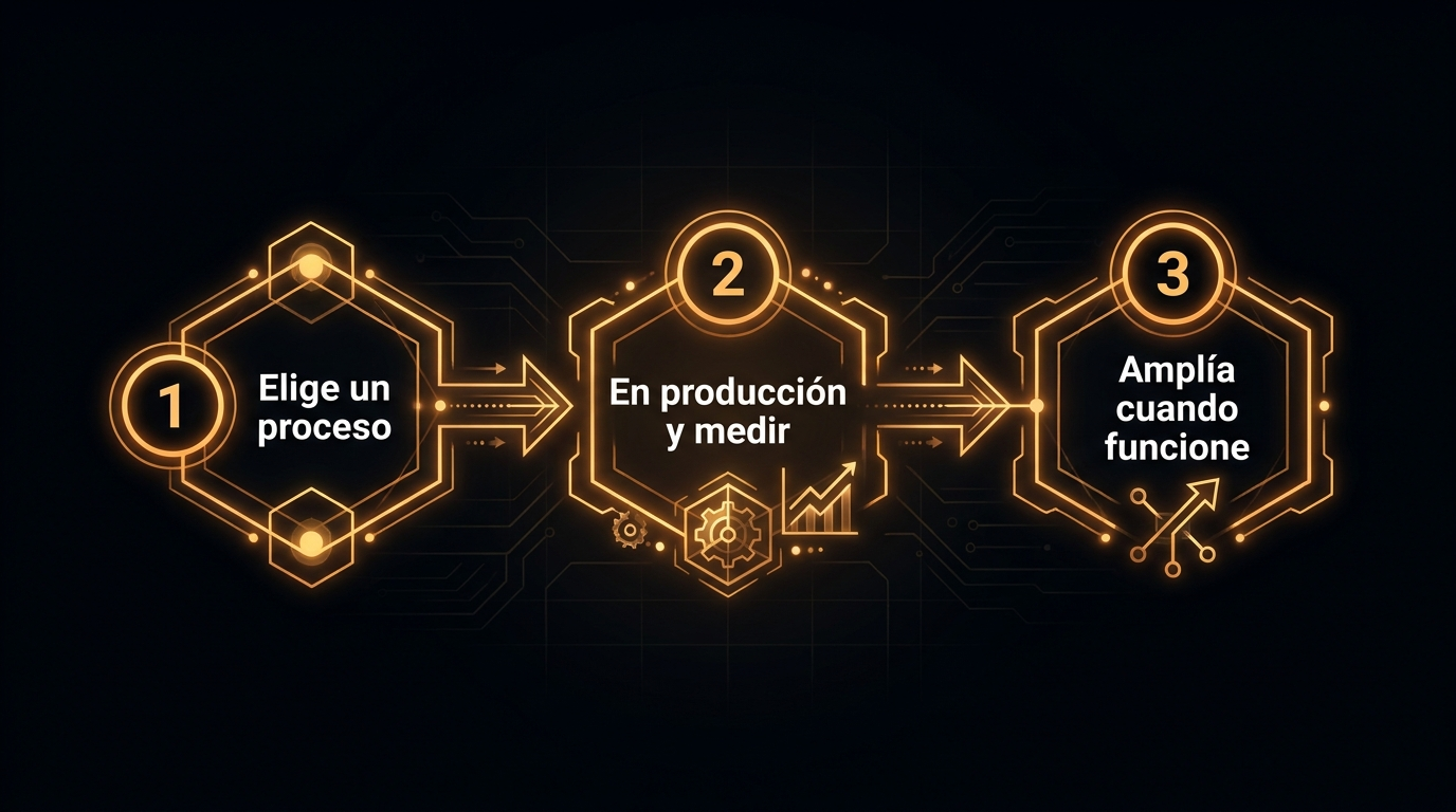 Diagrama de tres pasos para implementar IA en un restaurante sin complicaciones