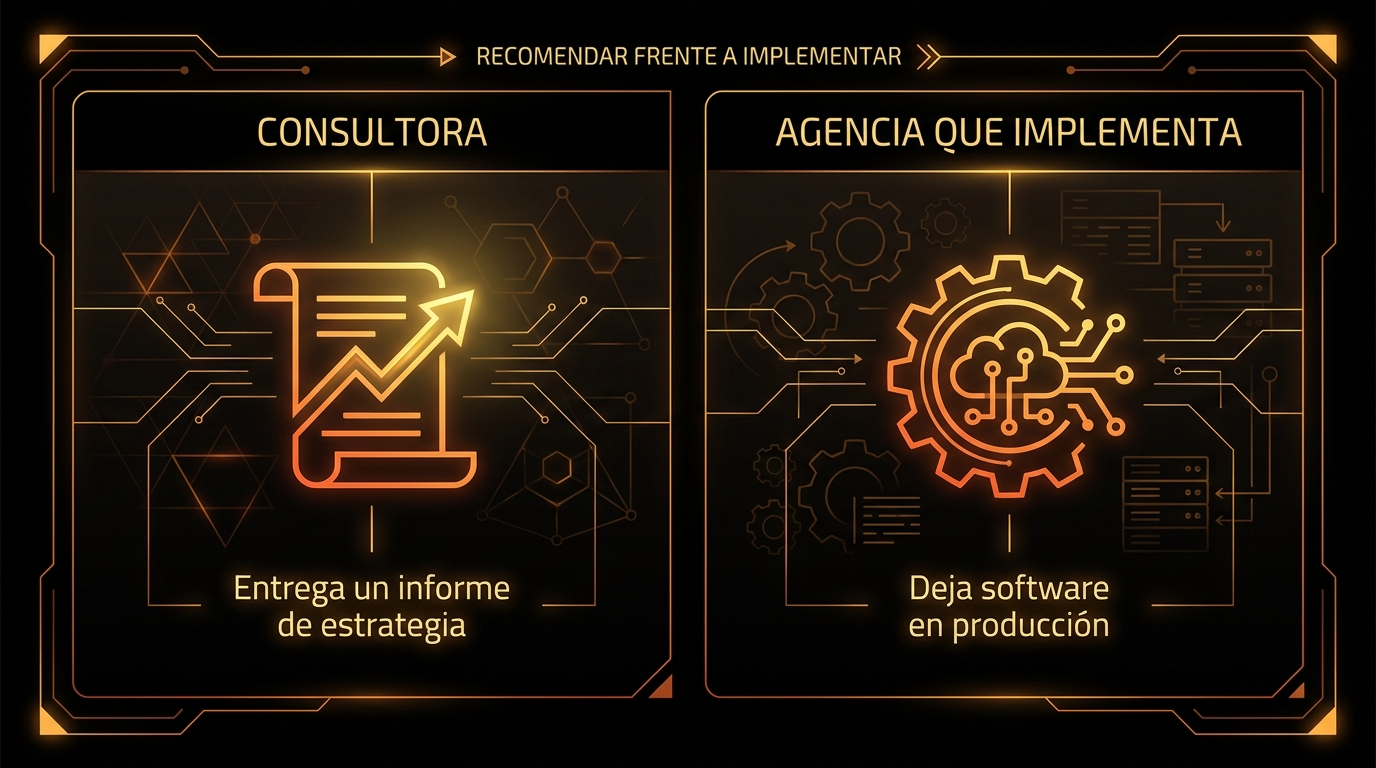 Diferencia entre una consultora que recomienda y una agencia que implementa